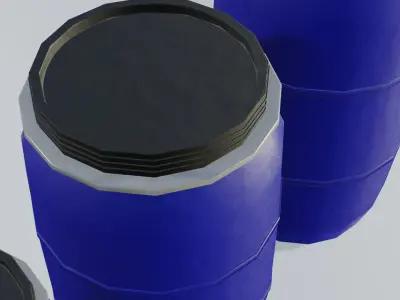 Plastic Open Head Drum Collection Low-poly 3D model