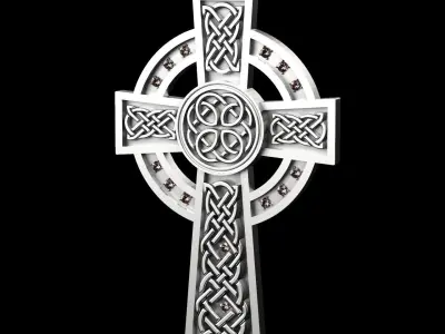 Celtic Cross pendant with and without gems Free 3D print model