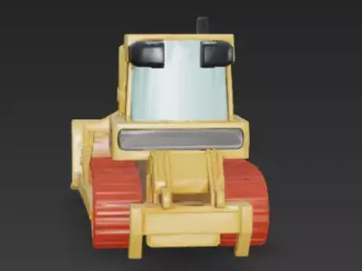Low Poly Heavy Bulldozer 3D Model Stylized Utility Low-poly 3D model