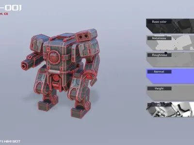 Scifi Mini bot Low-poly 3D model