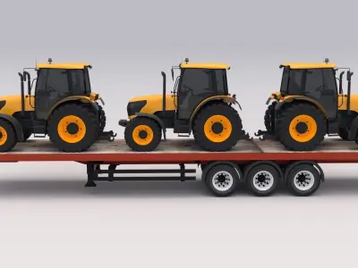 Trailer with Tractors 3D model