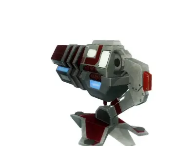 Blaster cannon 03 sci-fi low poly Rigged Low-poly 3D model