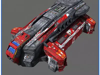 SciFi Army Human SpaceShips 02 Low-poly 3D model