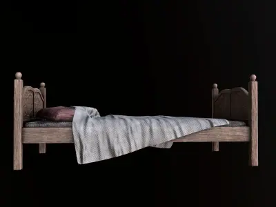 Tavern Bed - PBR Game Ready Low-poly 3D model