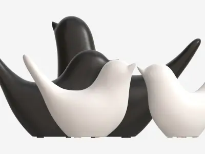 Decorative Ceramic Birds Set 3D model