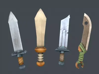 Stylized sword set Low-poly 3D model