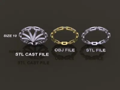 Hermes Style Link Diamond Band Ring Size 10 3D print model