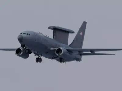 Boeing E-7 Wedgetail rigged and animated with cockpit Low-poly 3D model