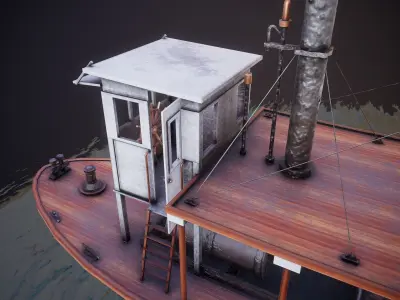 Steam ship Low-poly 3D model