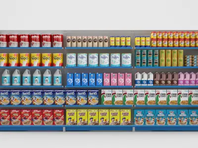 Supermarket Grocery Shelves 01 3D model