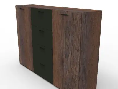 Cabinet sideboard with drawers Low-poly 3D model