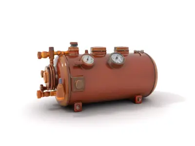 Steampunk Vintage Boiler Model Pack with Detailed Gauges Low-poly 3D model