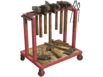 Ironwork Tools Rack 2 Low-poly 3D model