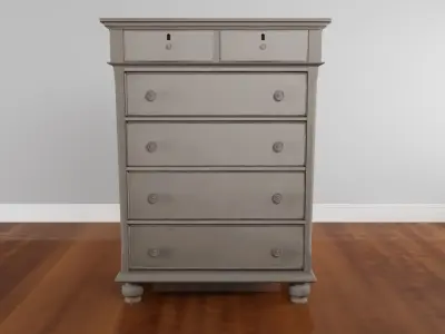 Newport 5-Drawer Antique Birch Master Chest  Low-poly 3D model