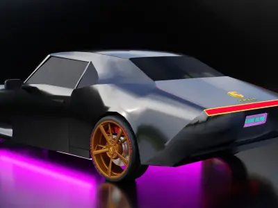 porsche car low poly 3d model Low-poly 3D model