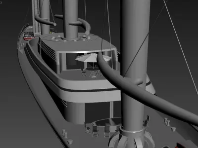 sailboat 3D model ship with boat Low-poly 3D model