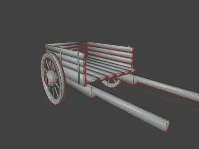 Wooden Cart  Middle Ages Low-poly 3D model
