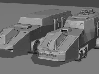 Low poly Military vehicles Low-poly 3D model