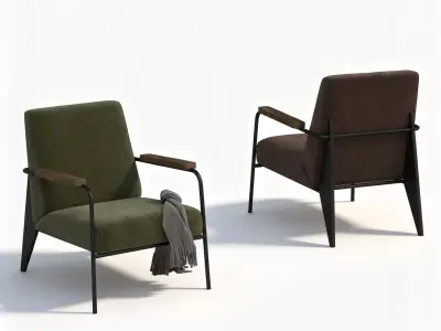 Modern Metal Frame Lounge Armchair Fabric Leisure Chair 3D Model 3D model