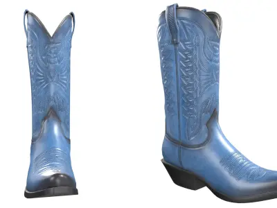 Blue Western Boots 3D model