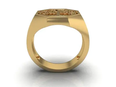 OCTAGONAL MEN RING WITH TREE OF LIFE 3D print model