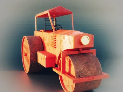 Realistic Low Poly Game Ready Road Roller Model Free low-poly 3D model