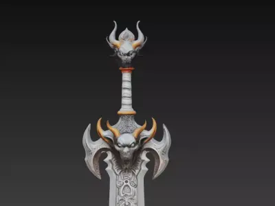 Ashhorn Doomblade - Infernal Skull War Sword Low-poly 3D model