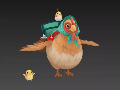Hen mount Low-poly 3D model purchase