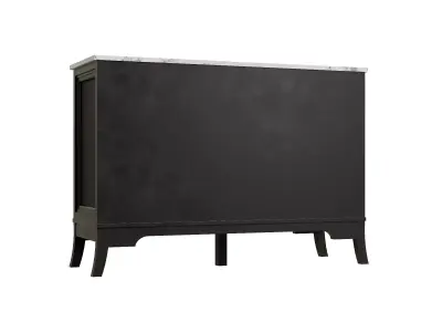 3-Door Storage Cabinet With Glass Doors Low-poly 3D model