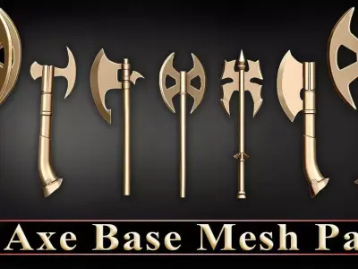 20 Axe Base Mesh Pack Low-poly 3D model