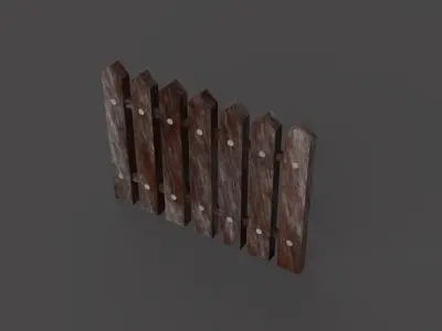 Ancient wooden fence  Low-poly 3D model