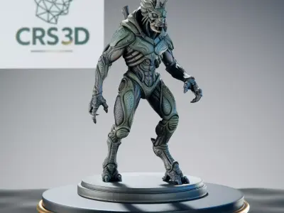 Insectoid Alien Statue - Sci-Fi Creature Warrior 3D print model