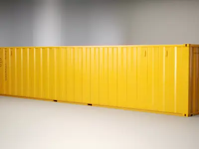 Intermodal Shipping Container 40-foot-long Yellow Low-poly 3D model