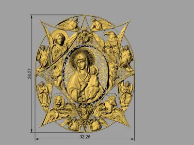 Theotokos the Unburnt Bush icon Free 3D print model