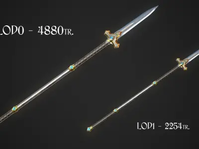 Spear and Glaive A6 Low-poly 3D model