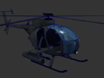 MH6 Helicopter Low-poly 3D model