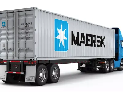 International AeroStar with Semi-Trailer Container 3D model