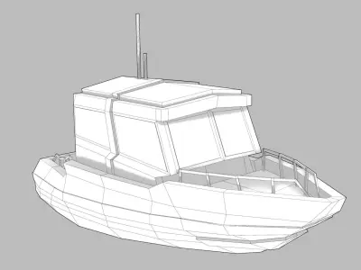 Realistic PBR low poly Cabin Cruiser Low-poly 3D model