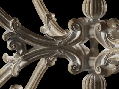 x puff ornate bench with cushion on top 3D model