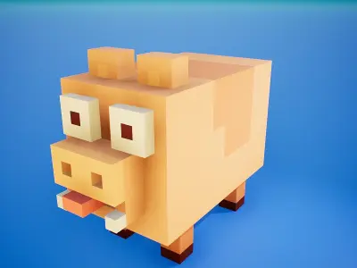 Voxel Characters - Pig Low-poly 3D model