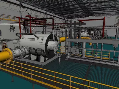 Steam turbine generator - inside the power plant 3D model