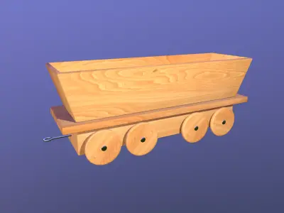 Wooden Toy Train - Container Wagon 002 Low-poly 3D model
