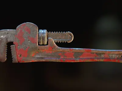 Old Pipe Wrench Low-poly 3D model