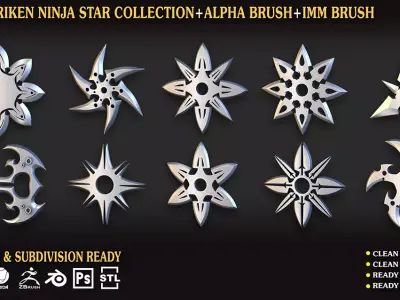 50 Shuriken Ninja Star Collection Vol 04 Free 3D model
