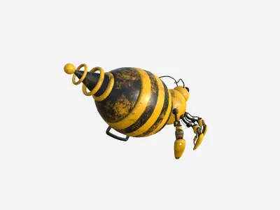 Cute Robot E01 Bee Color - SciFi Character Design Low-poly 3D model
