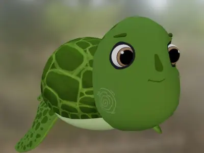 a cute Turtle  Low-poly 3D model