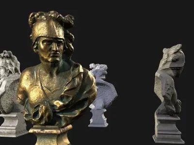 Ancient statue of Mars Low-poly 3D model