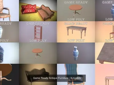 Game Ready Antique Furniture 3D Model Pack