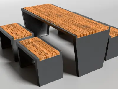 Set of 6 picnic benches-VOL01 3D model