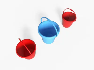 bucket rigged model high quality Low-poly 3D model